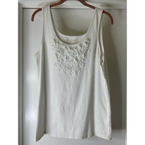 Garnet Hill Tank Top Floral Accent Size XL